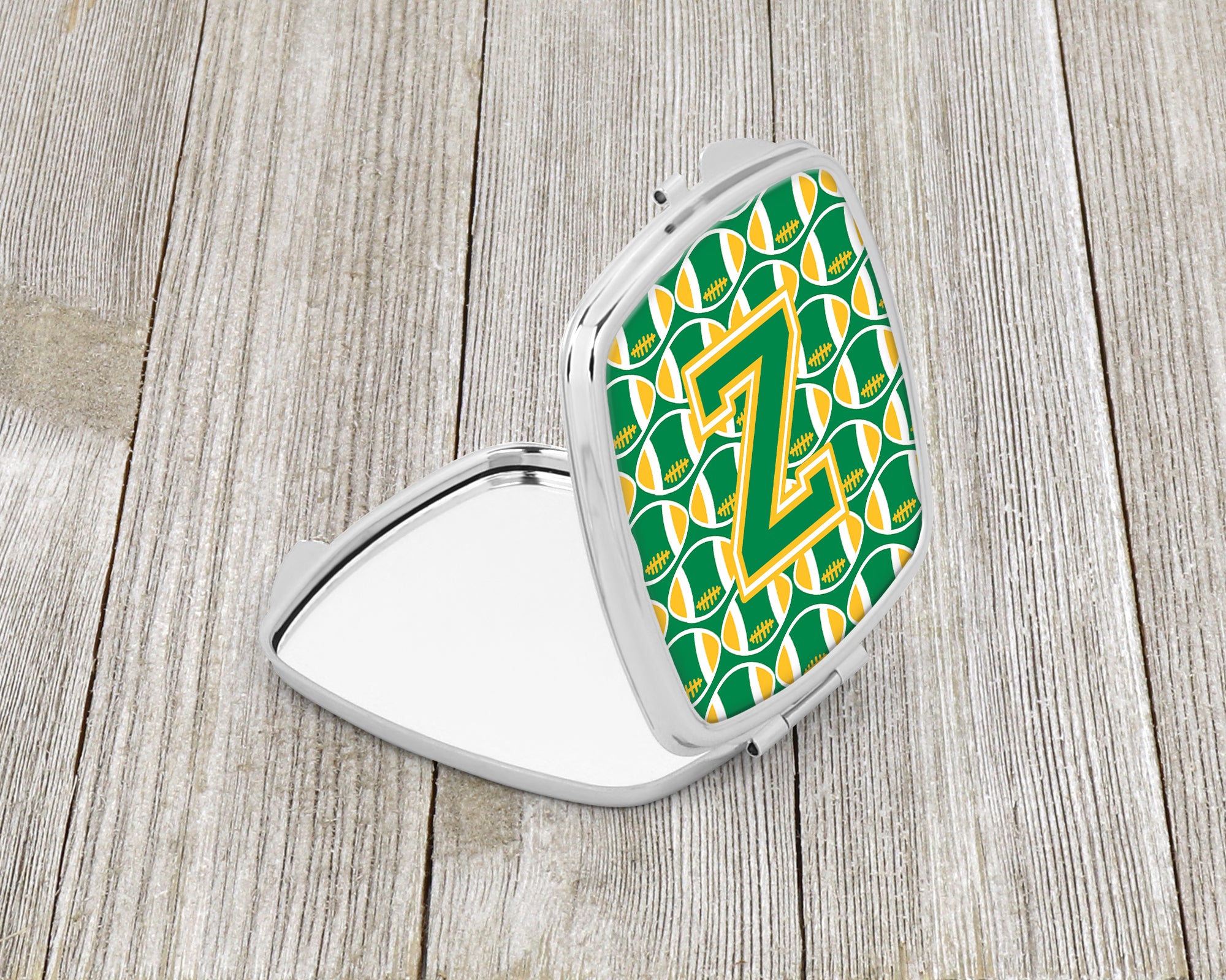 Letter Z Football Green and Gold Compact Mirror CJ1069-ZSCM  the-store.com.