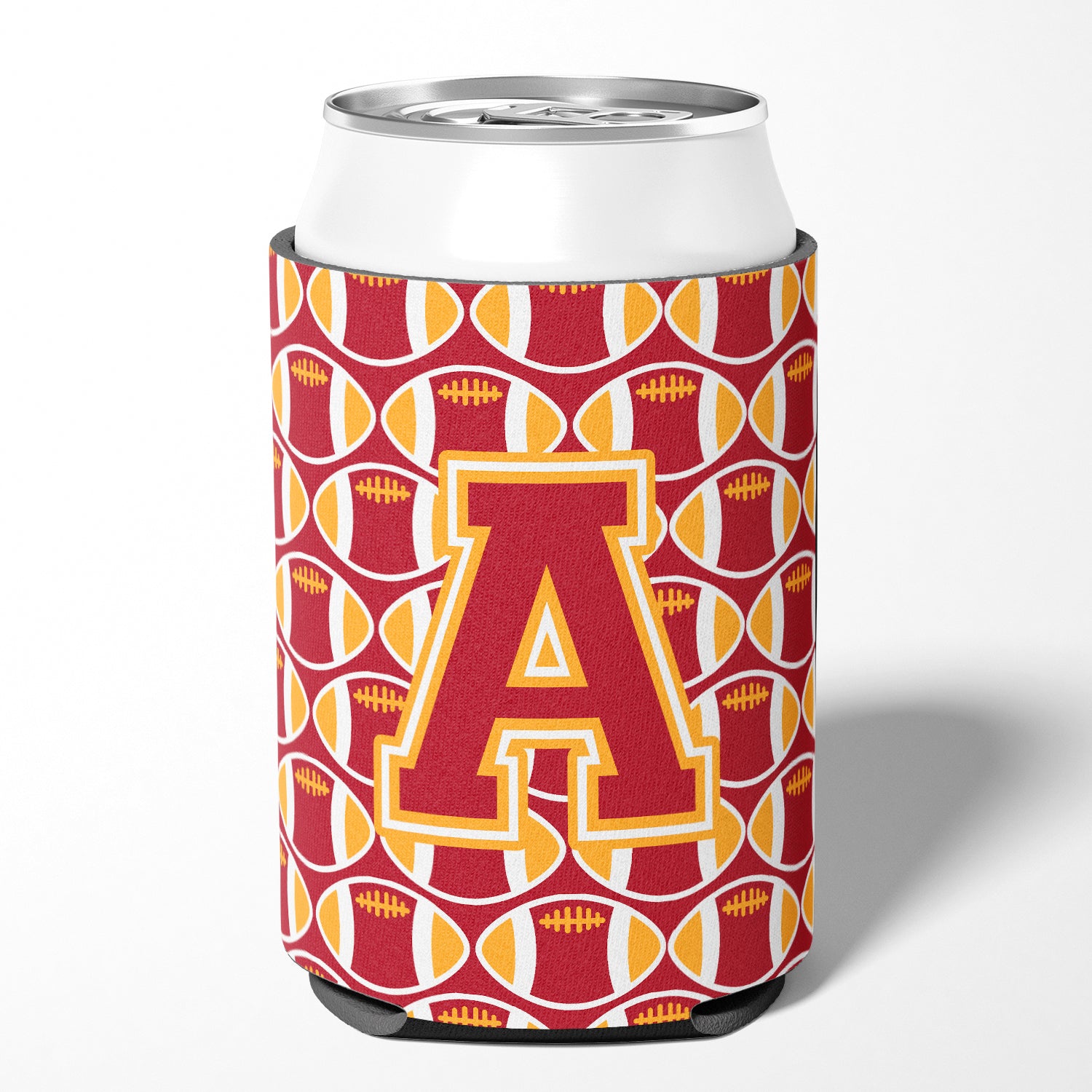 Letter A Football Cardinal and Gold Can or Bottle Hugger CJ1070-ACC.