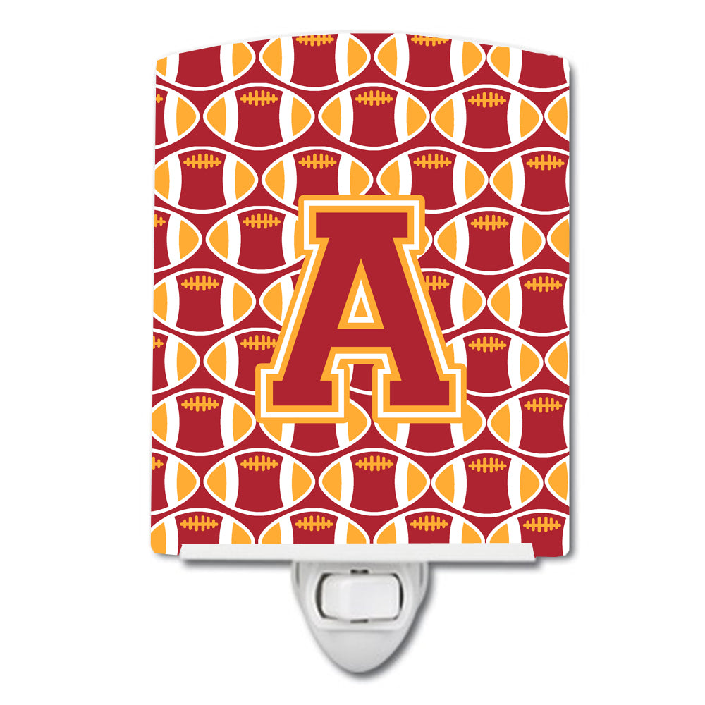 Letter A Football Cardinal and Gold Ceramic Night Light CJ1070-ACNL - the-store.com