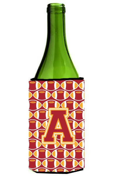 Letter A Football Cardinal and Gold Wine Bottle Beverage Insulator Hugger CJ1070-ALITERK by Caroline&#39;s Treasures