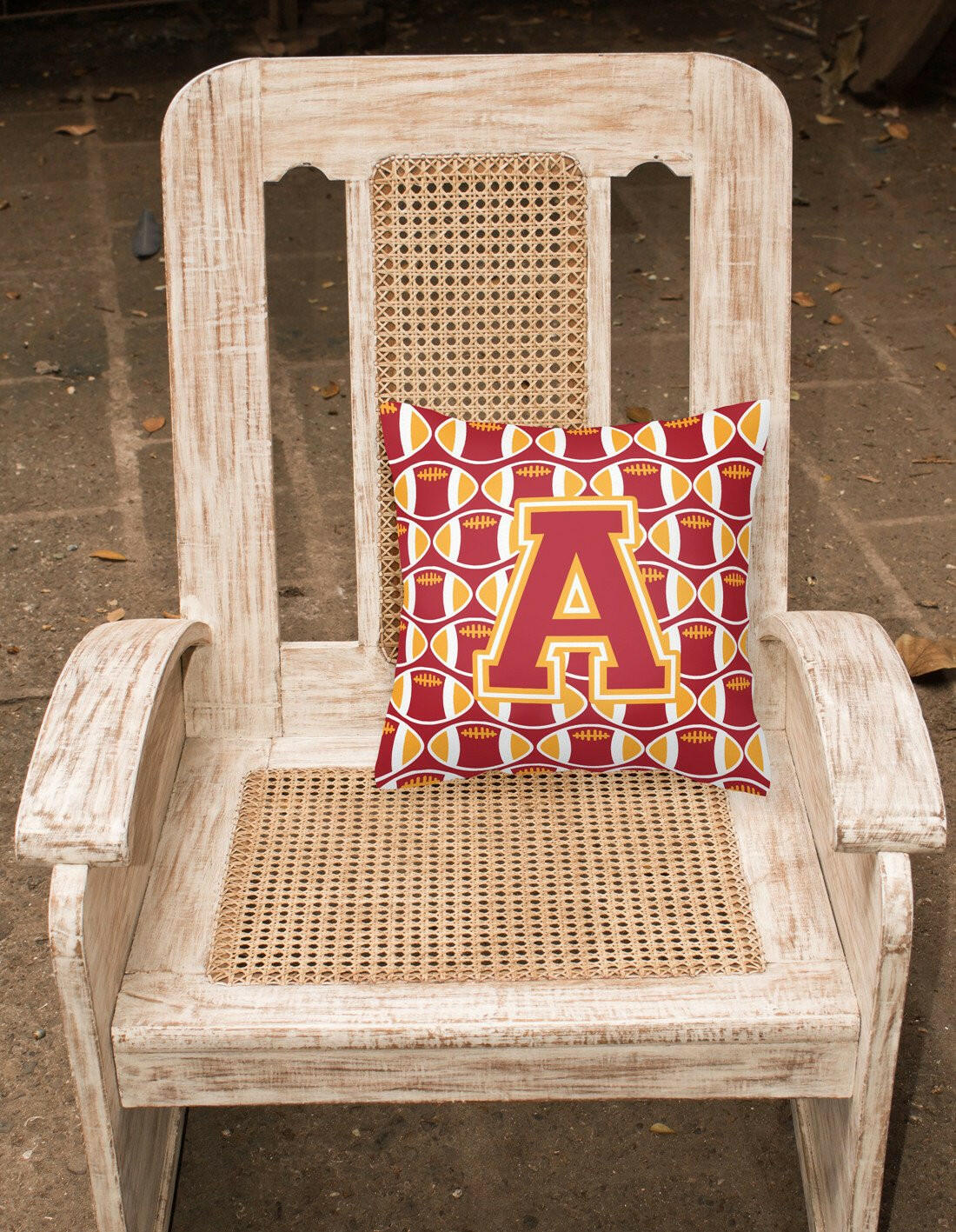 Letter A Football Cardinal and Gold Fabric Decorative Pillow CJ1070-APW1414 by Caroline's Treasures