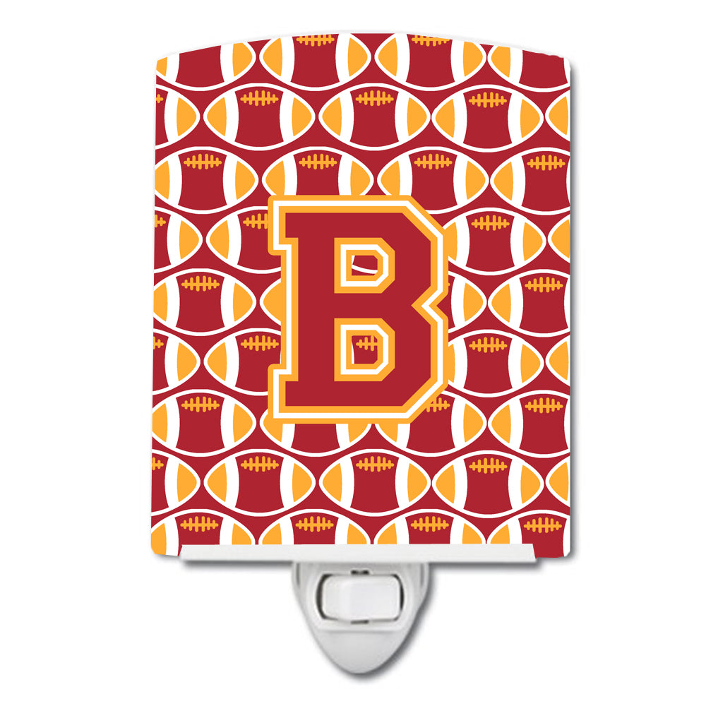 Letter B Football Cardinal and Gold Ceramic Night Light CJ1070-BCNL - the-store.com