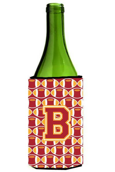 Letter B Football Cardinal and Gold Wine Bottle Beverage Insulator Hugger CJ1070-BLITERK by Caroline&#39;s Treasures