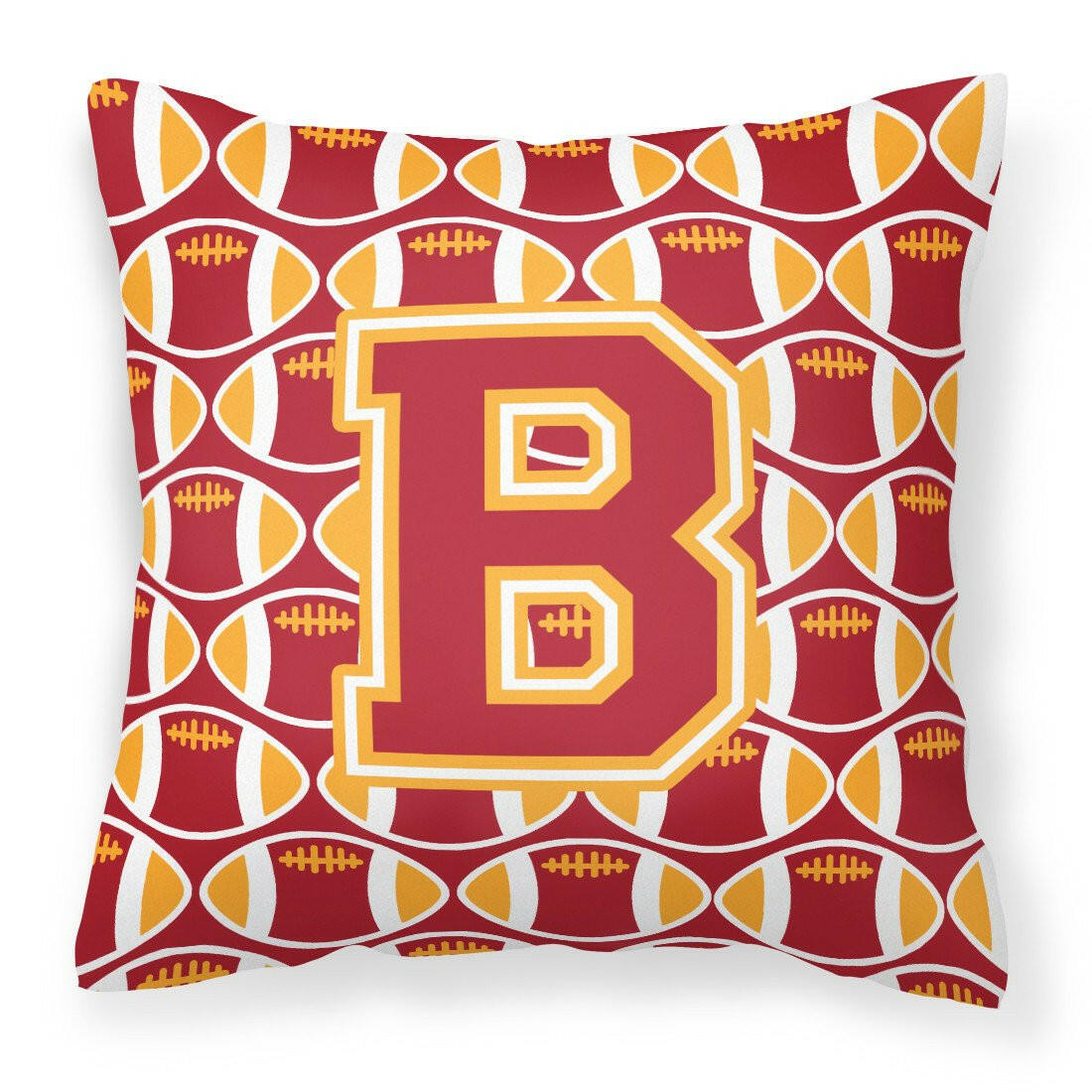 Letter B Football Cardinal and Gold Fabric Decorative Pillow CJ1070-BPW1414 by Caroline's Treasures