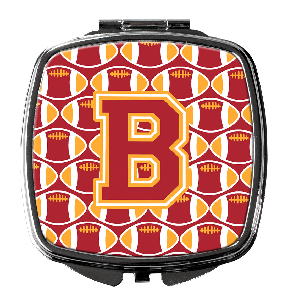 Letter B Football Cardinal and Gold Compact Mirror CJ1070-BSCM  the-store.com.