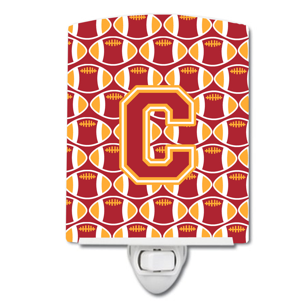 Letter C Football Cardinal and Gold Ceramic Night Light CJ1070-CCNL - the-store.com