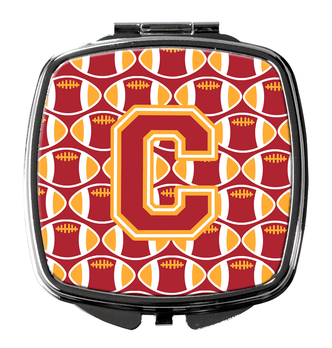 Letter C Football Cardinal and Gold Compact Mirror CJ1070-CSCM  the-store.com.