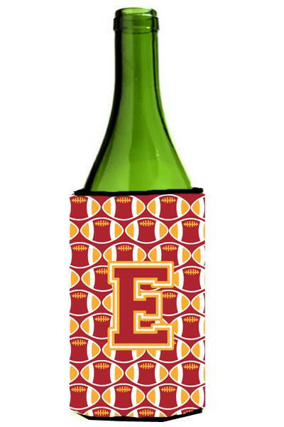 Letter E Football Cardinal and Gold Wine Bottle Beverage Insulator Hugger CJ1070-ELITERK by Caroline's Treasures