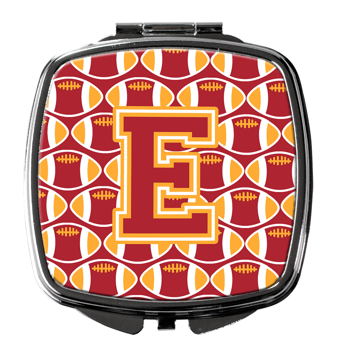 Letter E Football Cardinal and Gold Compact Mirror CJ1070-ESCM  the-store.com.