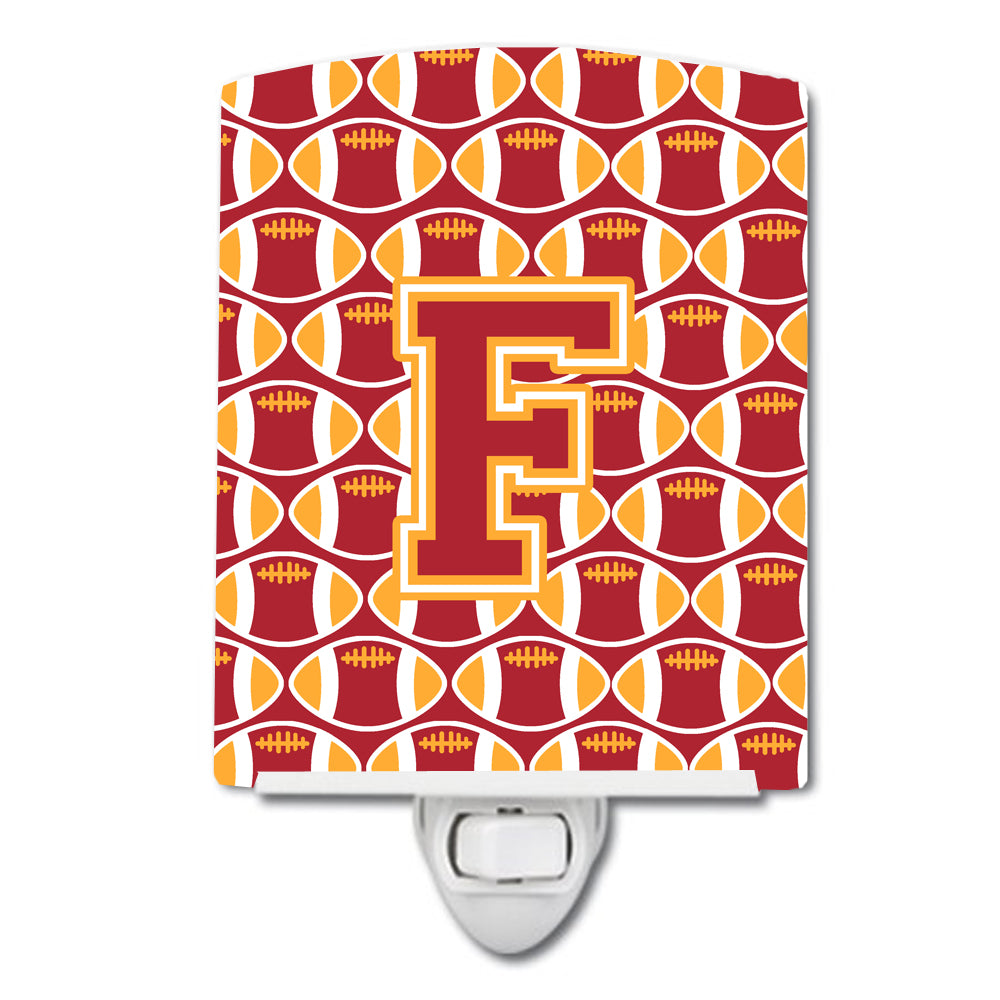 Letter F Football Cardinal and Gold Ceramic Night Light CJ1070-FCNL - the-store.com