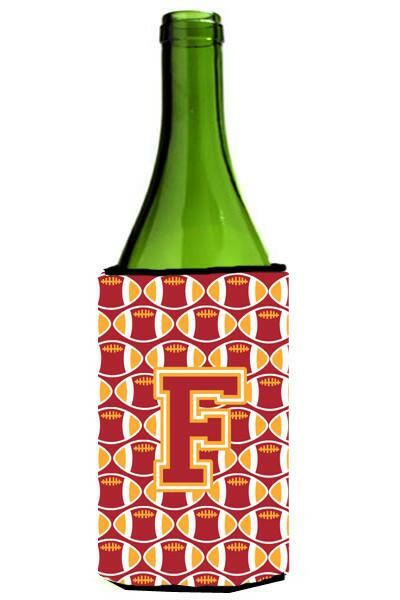 Letter F Football Cardinal and Gold Wine Bottle Beverage Insulator Hugger CJ1070-FLITERK by Caroline's Treasures