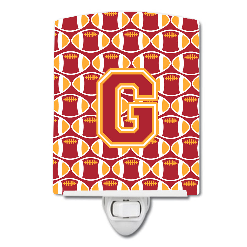 Letter G Football Cardinal and Gold Ceramic Night Light CJ1070-GCNL - the-store.com