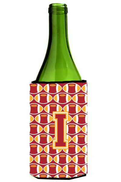 Letter I Football Cardinal and Gold Wine Bottle Beverage Insulator Hugger CJ1070-ILITERK by Caroline's Treasures