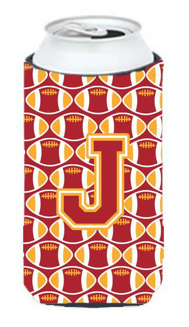 Letter J Football Cardinal and Gold Tall Boy Beverage Insulator Hugger CJ1070-JTBC by Caroline's Treasures