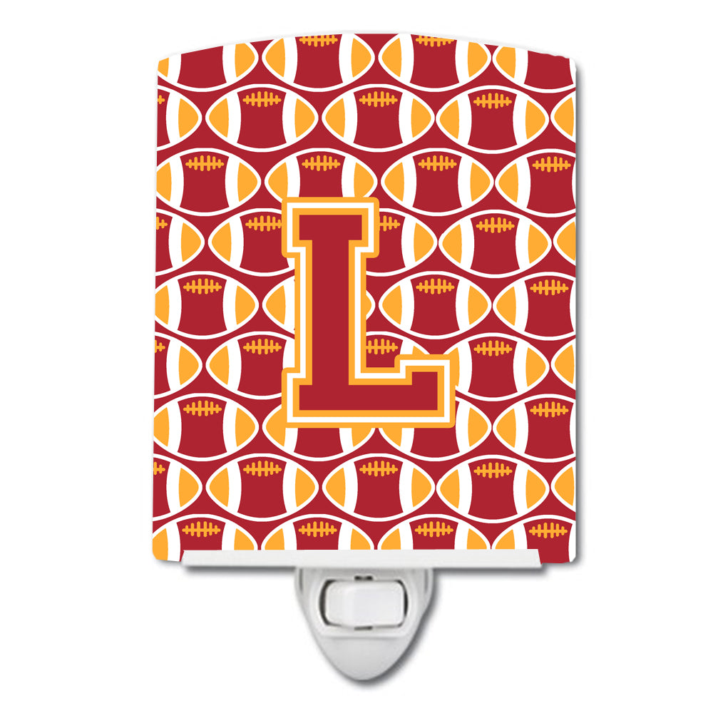 Letter L Football Cardinal and Gold Ceramic Night Light CJ1070-LCNL - the-store.com