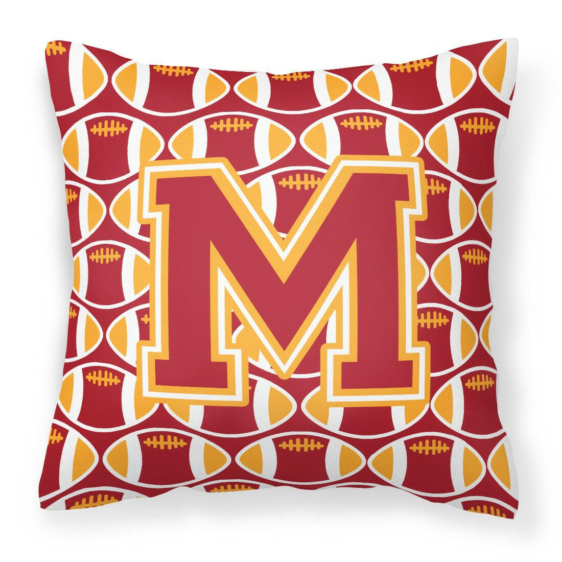 Letter M Football Cardinal and Gold Fabric Decorative Pillow CJ1070-MPW1414 by Caroline's Treasures