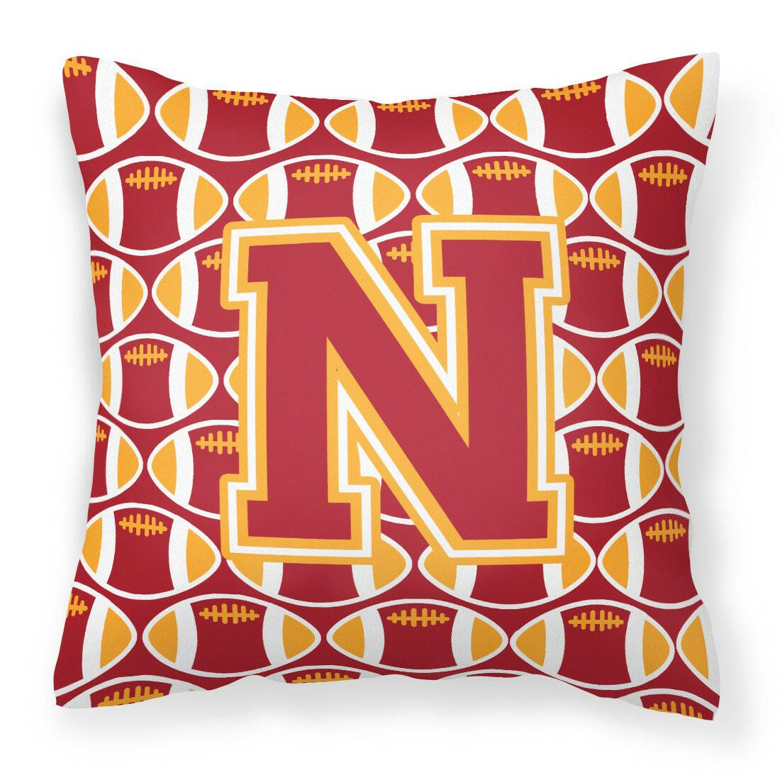 Letter N Football Cardinal and Gold Fabric Decorative Pillow CJ1070-NPW1414 by Caroline's Treasures