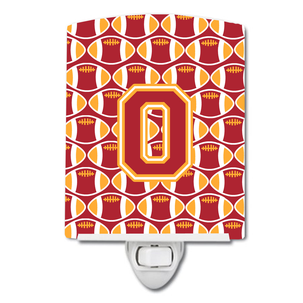 Letter O Football Cardinal and Gold Ceramic Night Light CJ1070-OCNL - the-store.com