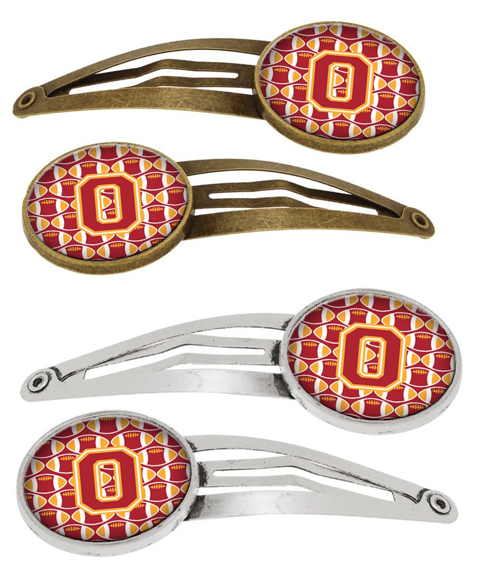 Letter O Football Cardinal and Gold Set of 4 Barrettes Hair Clips CJ1070-OHCS4 by Caroline&#39;s Treasures