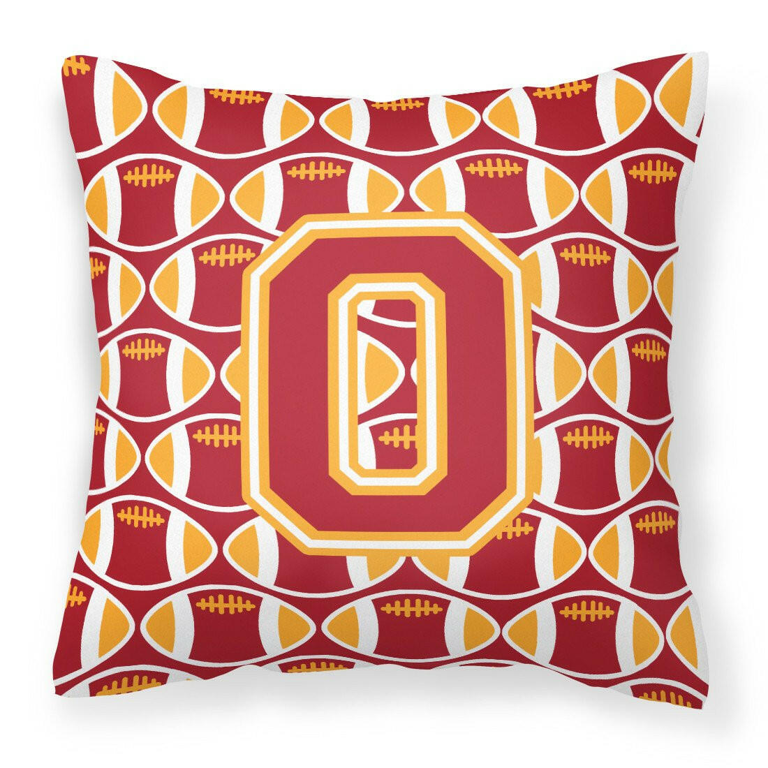 Letter O Football Cardinal and Gold Fabric Decorative Pillow CJ1070-OPW1414 by Caroline's Treasures