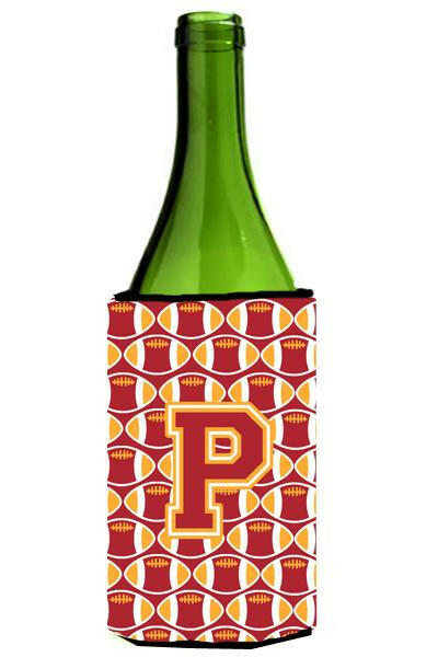 Letter P Football Cardinal and Gold Wine Bottle Beverage Insulator Hugger CJ1070-PLITERK by Caroline&#39;s Treasures