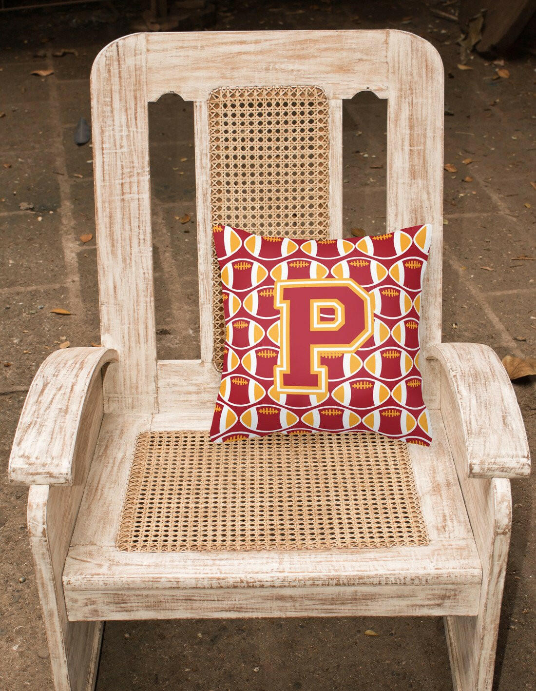 Letter P Football Cardinal and Gold Fabric Decorative Pillow CJ1070-PPW1414 by Caroline's Treasures