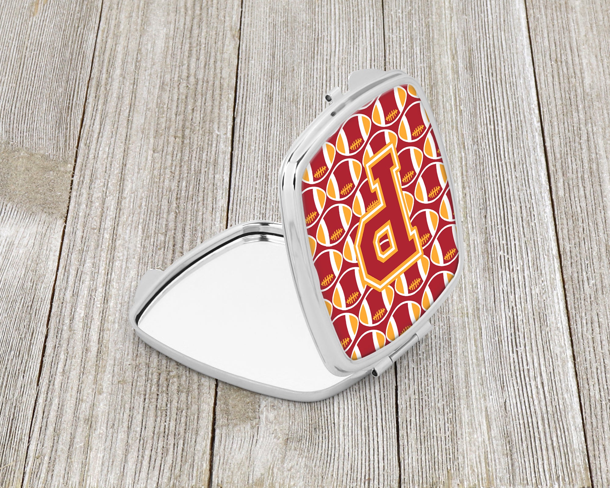 Letter P Football Cardinal and Gold Compact Mirror CJ1070-PSCM  the-store.com.