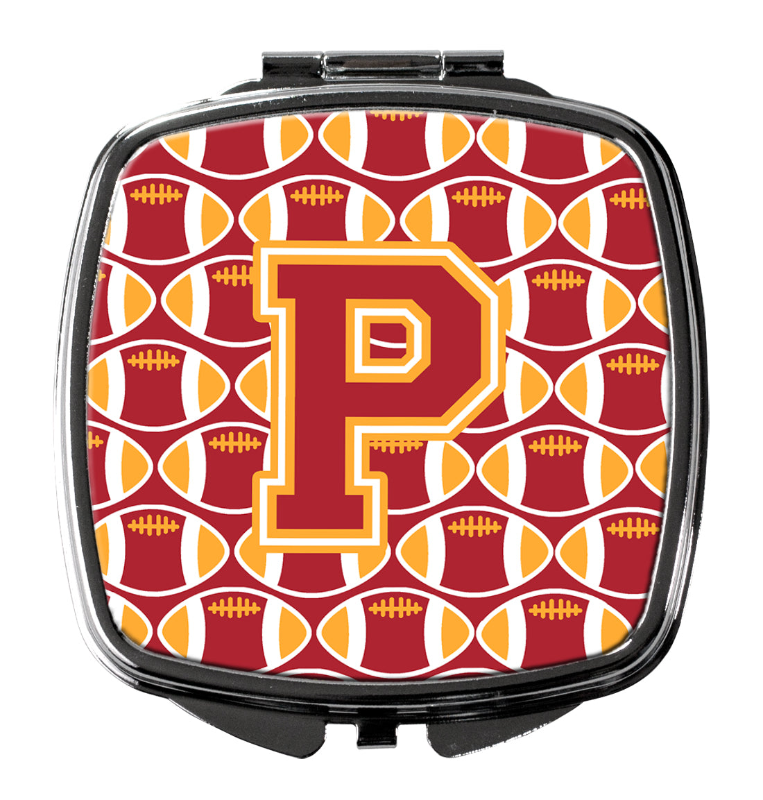 Letter P Football Cardinal and Gold Compact Mirror CJ1070-PSCM  the-store.com.