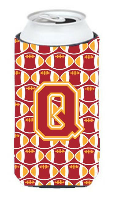 Letter Q Football Cardinal and Gold Tall Boy Beverage Insulator Hugger CJ1070-QTBC by Caroline&#39;s Treasures