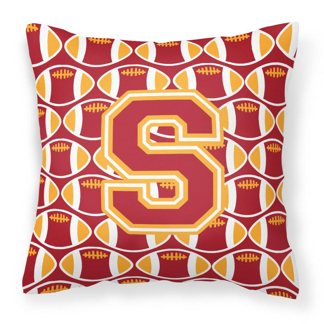 Letter S Football Cardinal and Gold Fabric Decorative Pillow CJ1070-SPW1414 by Caroline's Treasures