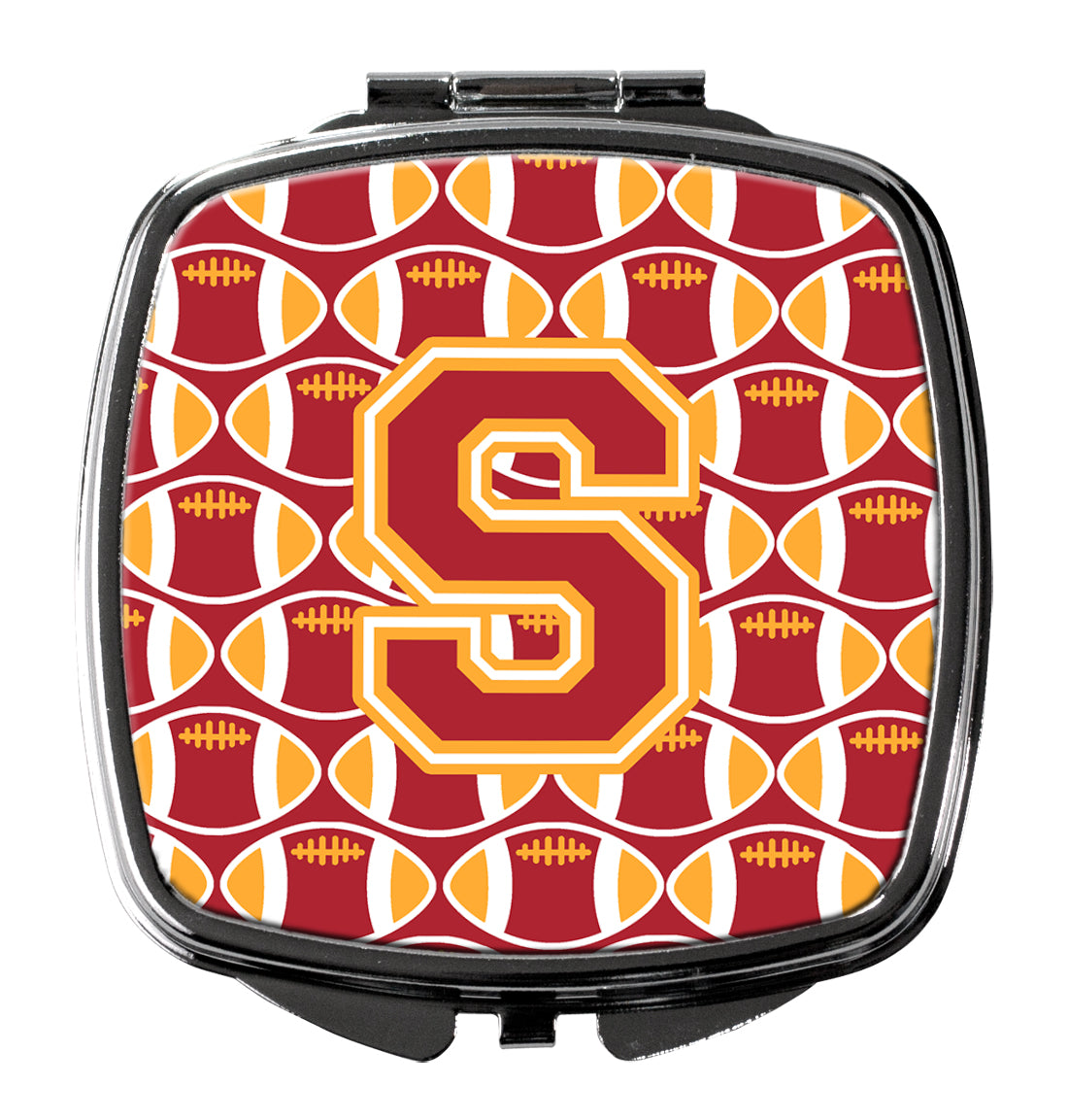 Letter S Football Cardinal and Gold Compact Mirror CJ1070-SSCM  the-store.com.