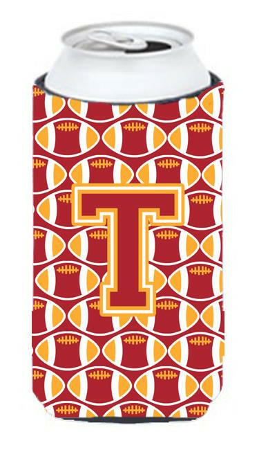 Letter T Football Cardinal and Gold Tall Boy Beverage Insulator Hugger CJ1070-TTBC by Caroline's Treasures