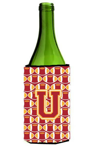 Letter U Football Cardinal and Gold Wine Bottle Beverage Insulator Hugger CJ1070-ULITERK by Caroline's Treasures