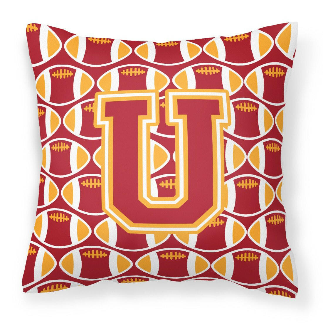 Letter U Football Cardinal and Gold Fabric Decorative Pillow CJ1070-UPW1414 by Caroline's Treasures