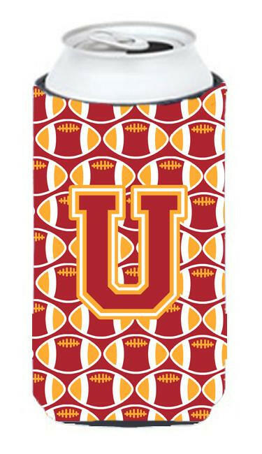 Letter U Football Cardinal and Gold Tall Boy Beverage Insulator Hugger CJ1070-UTBC by Caroline's Treasures