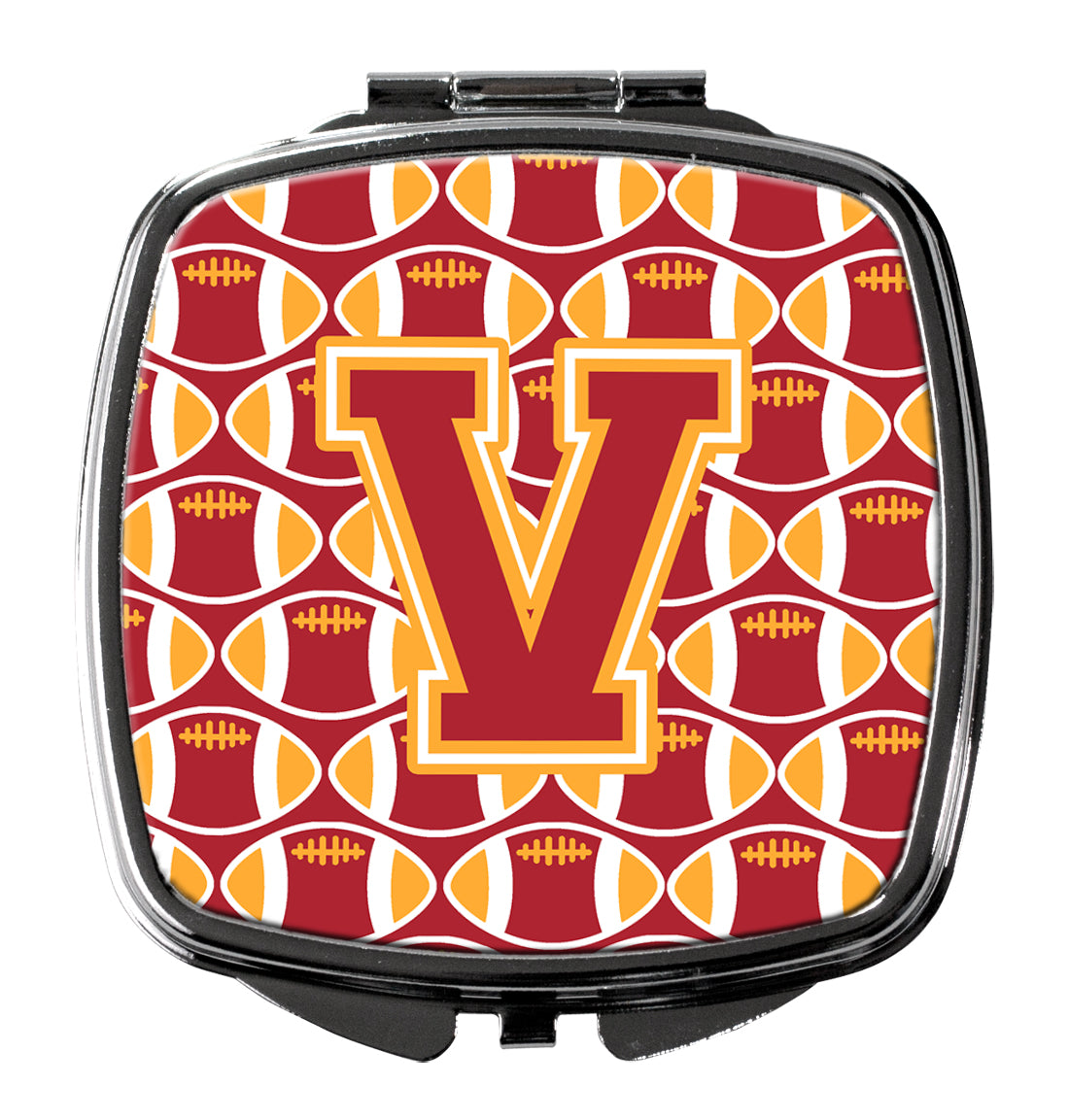 Letter V Football Cardinal and Gold Compact Mirror CJ1070-VSCM  the-store.com.