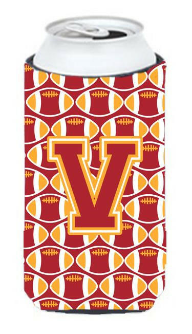 Letter V Football Cardinal and Gold Tall Boy Beverage Insulator Hugger CJ1070-VTBC by Caroline's Treasures