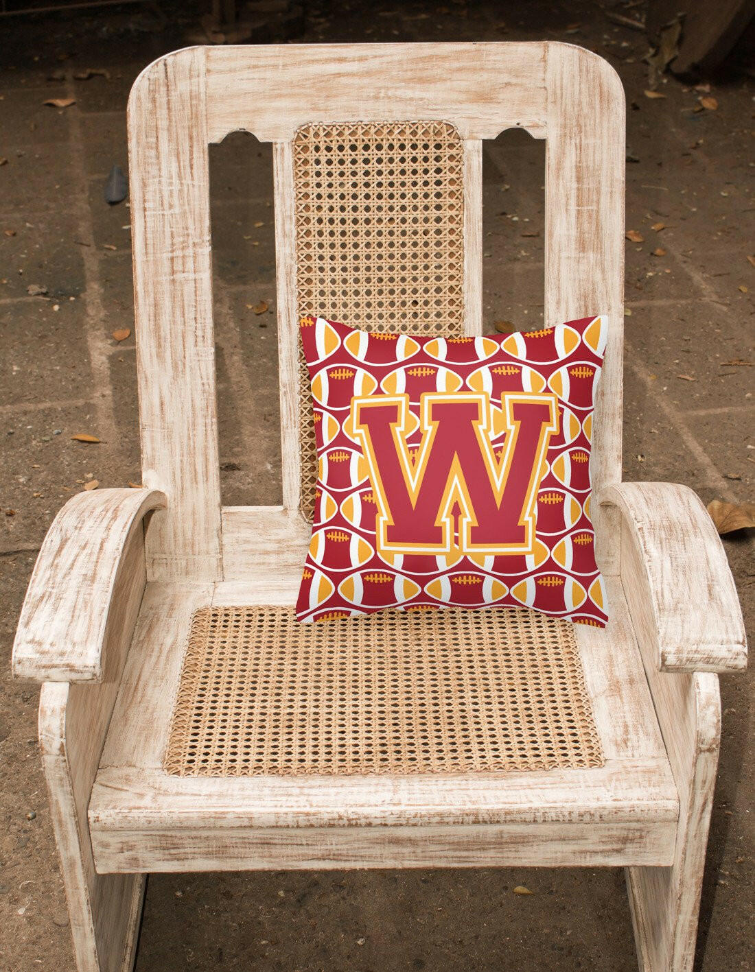 Letter W Football Cardinal and Gold Fabric Decorative Pillow CJ1070-WPW1414 by Caroline's Treasures