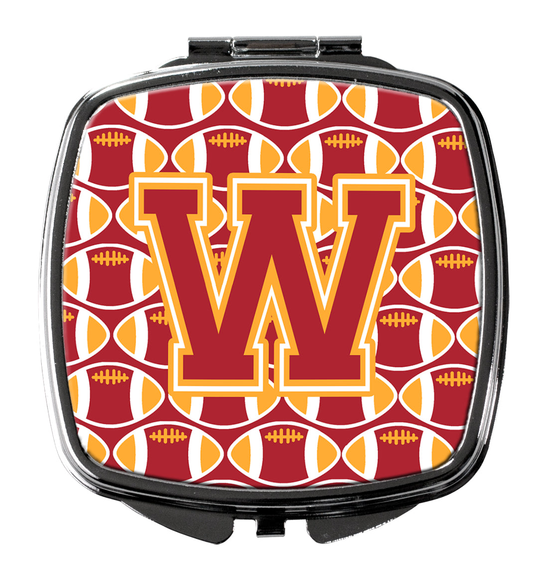 Letter W Football Cardinal and Gold Compact Mirror CJ1070-WSCM  the-store.com.