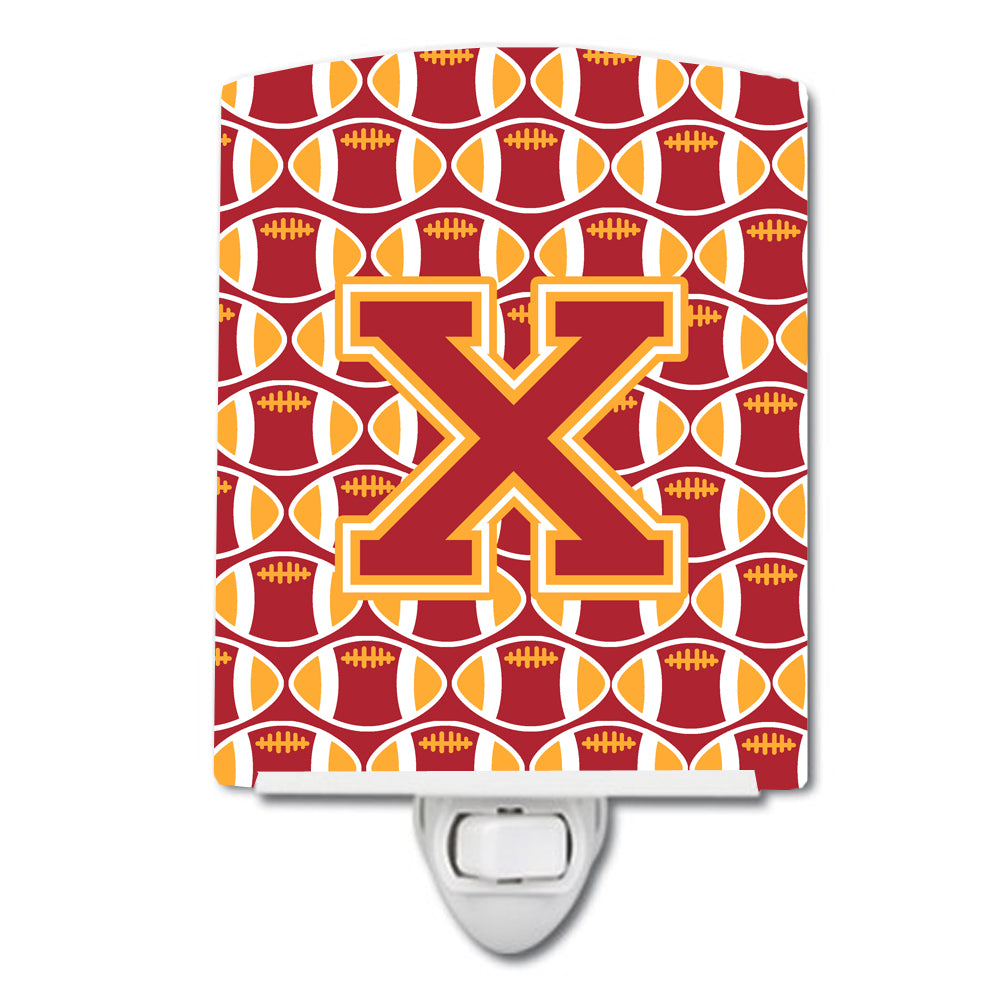 Letter X Football Cardinal and Gold Ceramic Night Light CJ1070-XCNL - the-store.com