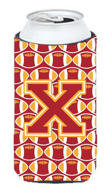 Letter X Football Cardinal and Gold Tall Boy Beverage Insulator Hugger CJ1070-XTBC by Caroline's Treasures