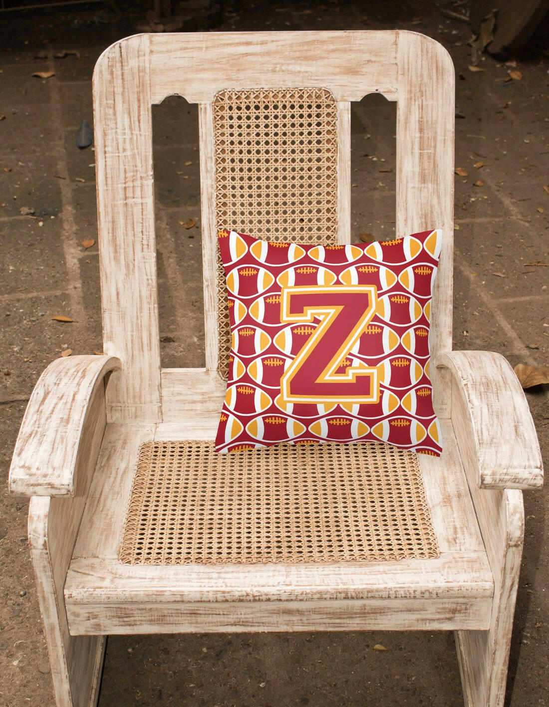 Letter Z Football Cardinal and Gold Fabric Decorative Pillow CJ1070-ZPW1414 by Caroline's Treasures