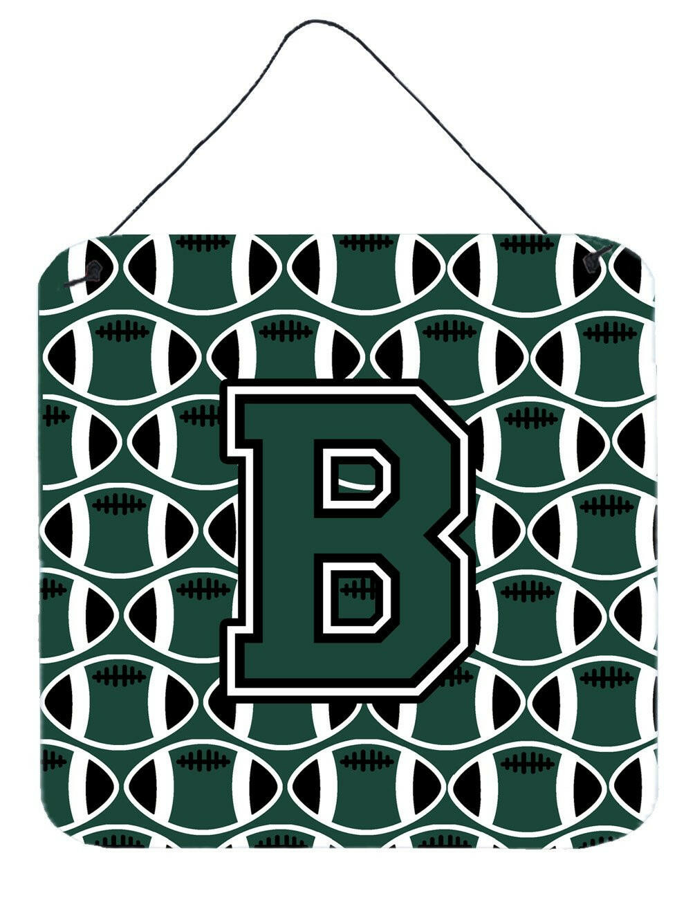Letter B Football Green and White Wall or Door Hanging Prints CJ1071-BDS66 by Caroline&#39;s Treasures