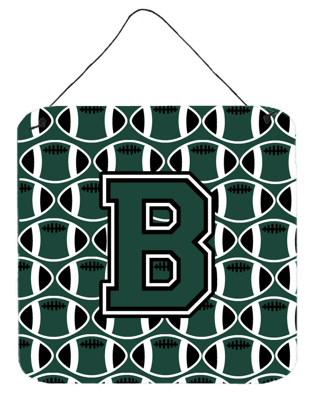 Letter B Football Green and White Wall or Door Hanging Prints CJ1071-BDS66 by Caroline's Treasures