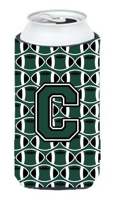 Letter C Football Green and White Tall Boy Beverage Insulator Hugger CJ1071-CTBC by Caroline&#39;s Treasures