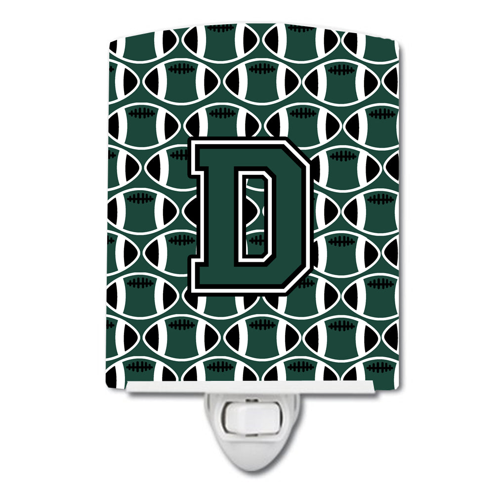 Letter D Football Green and White Ceramic Night Light CJ1071-DCNL - the-store.com