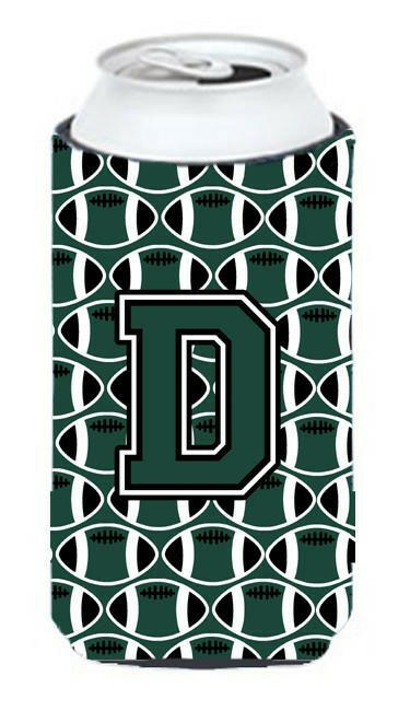 Letter D Football Green and White Tall Boy Beverage Insulator Hugger CJ1071-DTBC by Caroline's Treasures