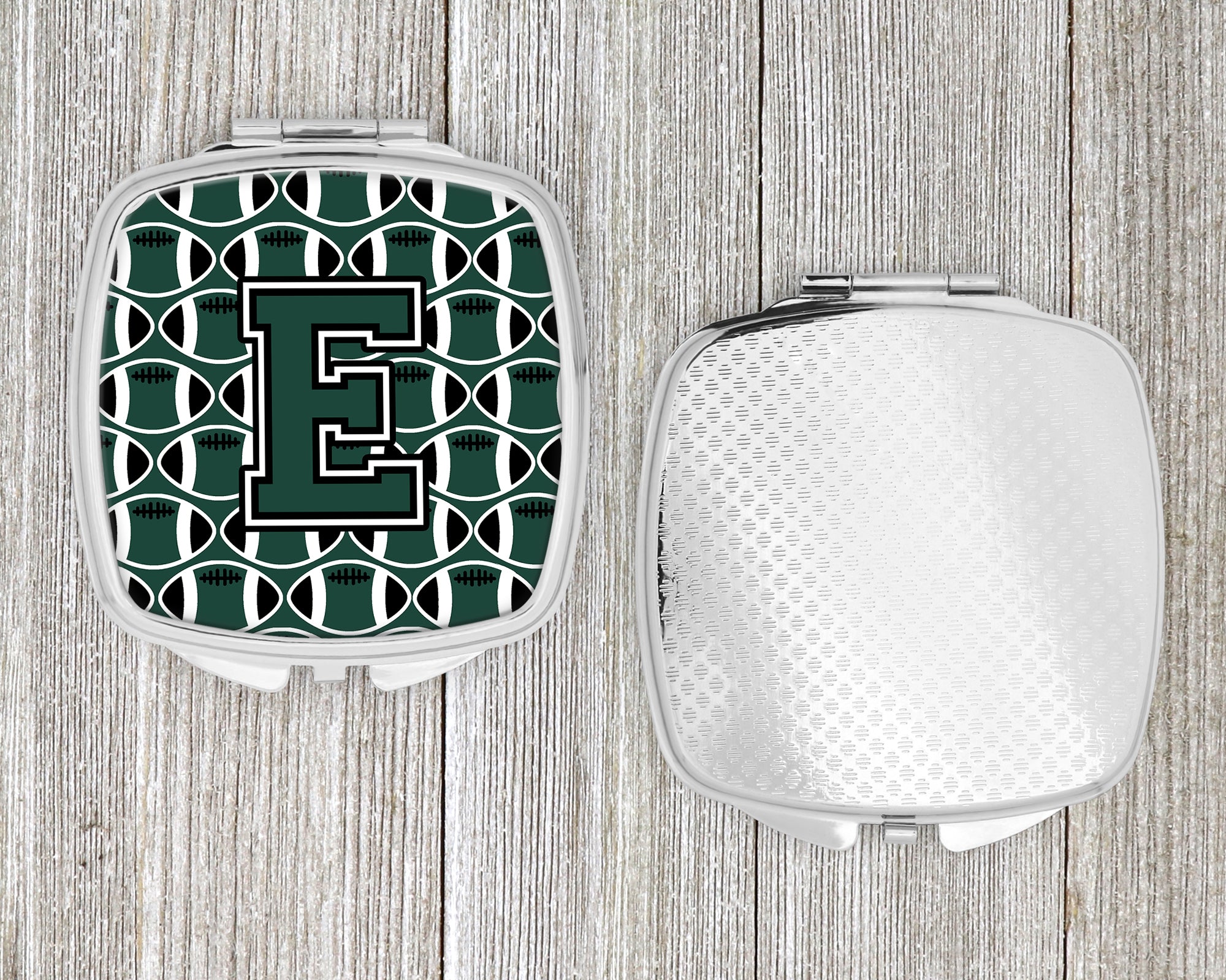 Letter E Football Green and White Compact Mirror CJ1071-ESCM  the-store.com.