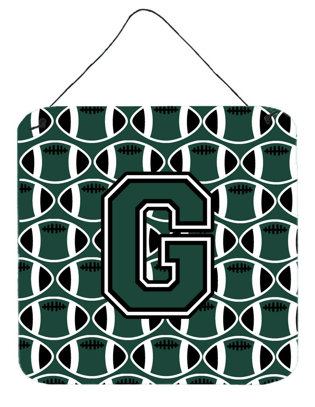 Letter G Football Green and White Wall or Door Hanging Prints CJ1071-GDS66 by Caroline&#39;s Treasures