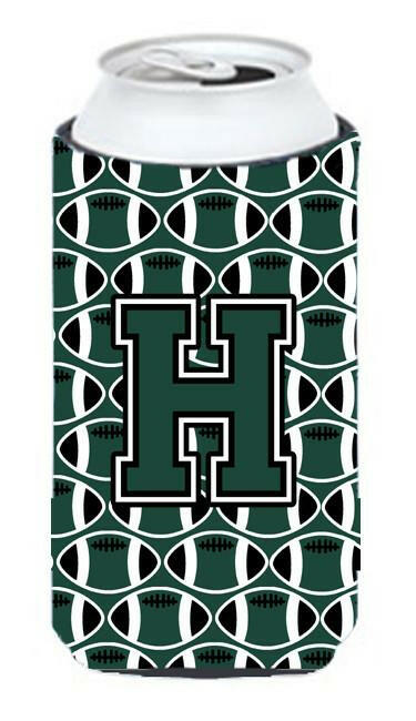 Letter H Football Green and White Tall Boy Beverage Insulator Hugger CJ1071-HTBC by Caroline's Treasures